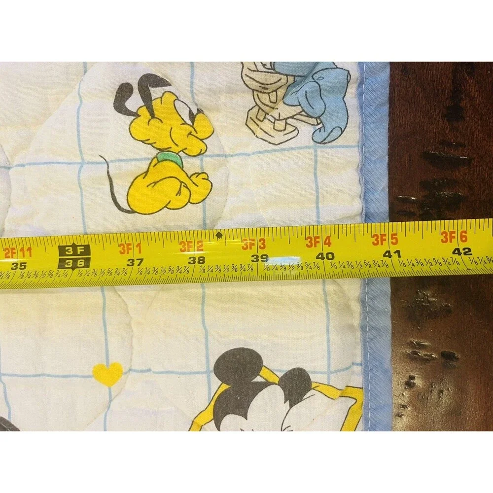 Vintage Mickey Mouse Baby Blanket Quilt Minnie Donald Pluto 80'S Disney Toddler